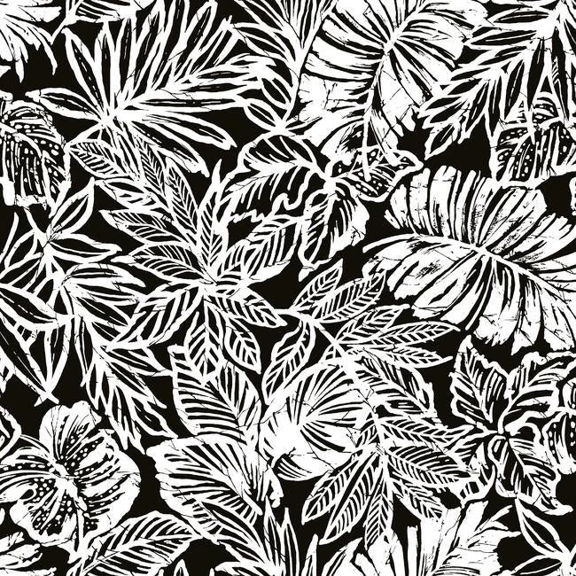 Roommates Batik Tropical Leaf Peel & Stick Wallpaper In Black