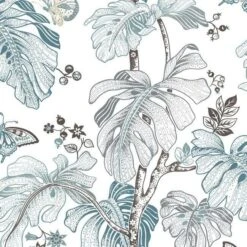 Roommates Boho Palm Peel & Stick Wallpaper In Blue