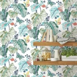 Roommates Boho Palm Peel & Stick Wallpaper In Bright -Roommates BohoPalmPeel StickWallpaperinBrightbyRoomMatesforYorkWallcoverings 2