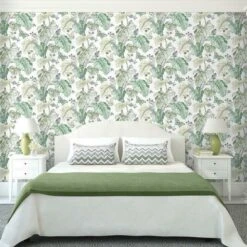 Roommates Boho Palm Peel & Stick Wallpaper In Green -Roommates BohoPalmPeel StickWallpaperinGreenbyRoomMatesforYorkWallcoverings 1