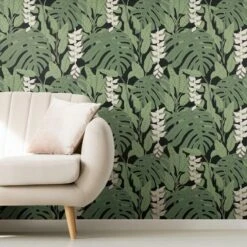 Roommates Bunaken Peel & Stick Wallpaper In Green And Black