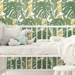 Roommates Bunaken Peel & Stick Wallpaper In Green And Yellow 5 Roommates Bunaken Peel & Stick Wallpaper In Green And Yellow -Roommates BunakenPeel StickWallpaperinGreenandYellowbyRoomMatesforYorkWallcoverings 2