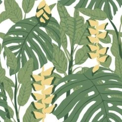 Roommates Bunaken Peel & Stick Wallpaper In Green And Yellow