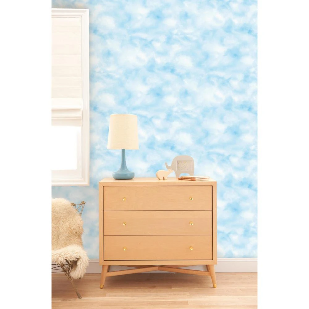 Roommates Cloud Blue Peel & Stick Wallpaper In Teal - Image 4