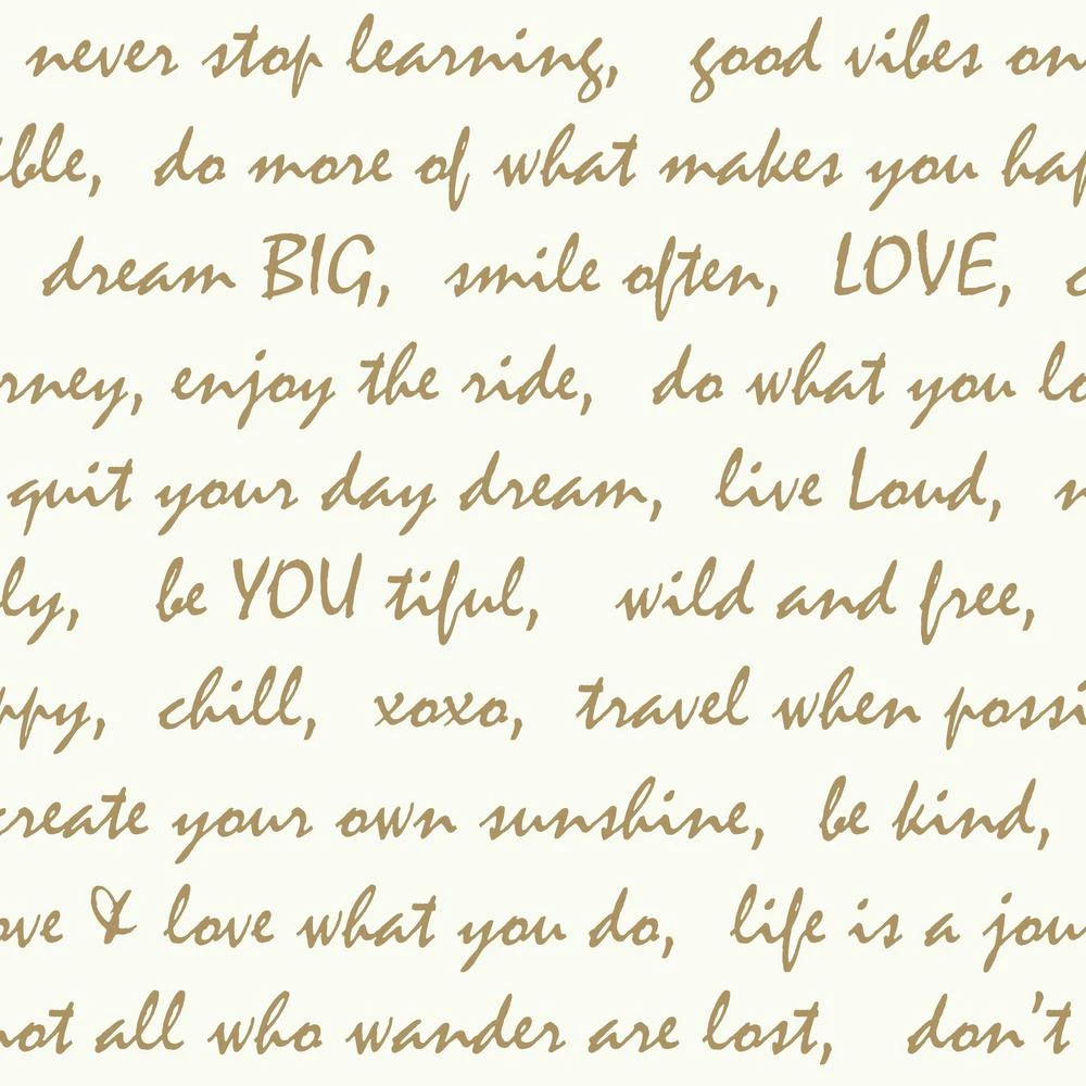 Roommates Dream Big Script Peel & Stick Wallpaper In Gold 1 Roommates Dream Big Script Peel & Stick Wallpaper In Gold