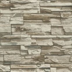Roommates Flat Stone Peel & Stick Wallpaper In Brown