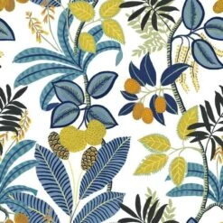 Roommates Funky Jungle Peel & Stick Wallpaper In Blue And Yellow