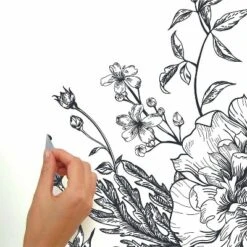 Peony Peel And Stick Giant Wall Decal Black/White - RoomMates -Roommates GUEST 40076697 28cb 4f23 aca5 77bb137dfe15