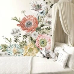 Vintage Poppy Floral Peel And Stick Giant Wall Decal - RoomMates