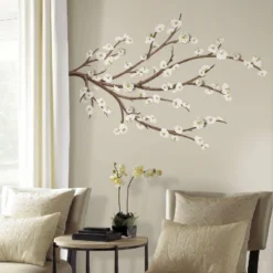 Blossom Branch Peel And Stick Giant Wall Decal With Flower Embellishments White - RoomMates -Roommates GUEST 48aef7f2 8402 4aea 965e e812326b4e4e