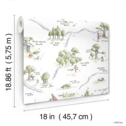 Winnie The Pooh 100 Acre Wood Map Peel And Stick Wallpaper - RoomMates