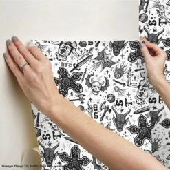 Stranger Things Hellfire Club Peel And Stick Wallpaper Red - RoomMates -Roommates GUEST 7e4403e3 bf55 4f45 b8a8 57e690c9a64d