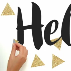 Hello Quote With Glitter Triangles Peel And Stick Wall Decal Black/Gold - RoomMates -Roommates GUEST 85f9be47 af58 4a91 8475 e7ef0424c157