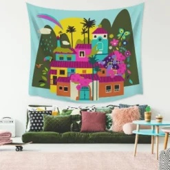 Encanto Casa Madrigal Tapestry Black/Pink/Blue - RoomMates -Roommates GUEST 8b6a90d7 7b0c 4a18 9e01 0ff41edfd561