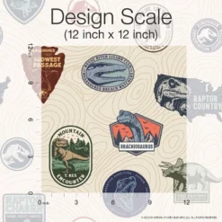 Jurassic World Badges Peel & Stick Wallpaper Beige - RoomMates -Roommates GUEST 9081f183 878b 4da4 9bee 3fea6c4a1a89