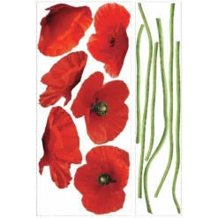 Poppies At Play Peel And Stick Giant Wall Decals Red - ROOMMATES -Roommates GUEST c85502a0 ce37 4739 af05 ca6bb03527fe