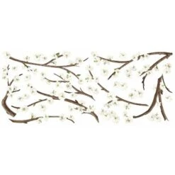 Blossom Branch Peel And Stick Giant Wall Decal With Flower Embellishments White - RoomMates