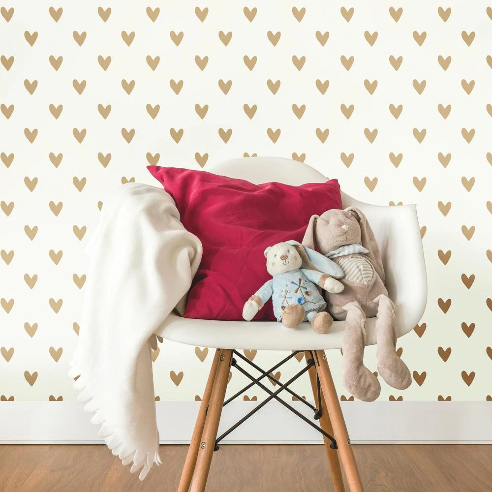 Roommates Heart Spot Peel & Stick Wallpaper In Gold - Image 2