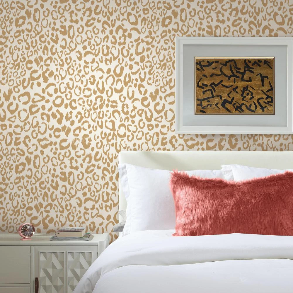 Roommates Leopard Peel & Stick Wallpaper In Gold - Image 2