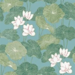 Roommates Lily Pad Peel & Stick Wallpaper In Blue And Green