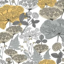 Roommates Niittypolku Peel & Stick Wallpaper In Yellow And Grey