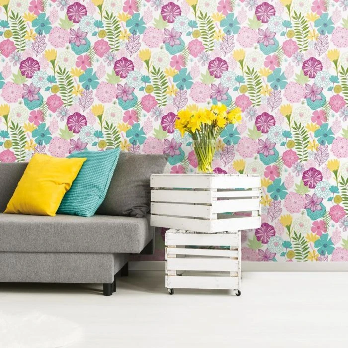 Roommates Perennial Blooms Peel & Stick Wallpaper In Purple - Image 2