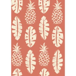 Roommates Pineapple Block Print Peel & Stick Wallpaper In Coral