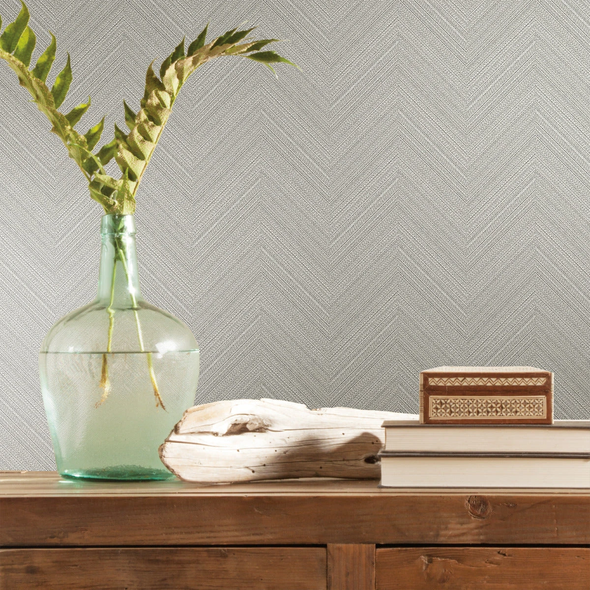 Roommates Herringbone Weave Peel & Stick Wallpaper In Grey 2 Roommates Herringbone Weave Peel & Stick Wallpaper In Grey - Image 2