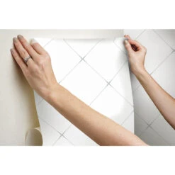 Roommates Diamond Tile Geo Peel & Stick Wallpaper In Grey -Roommates RMK12036RL hangingwallpaper