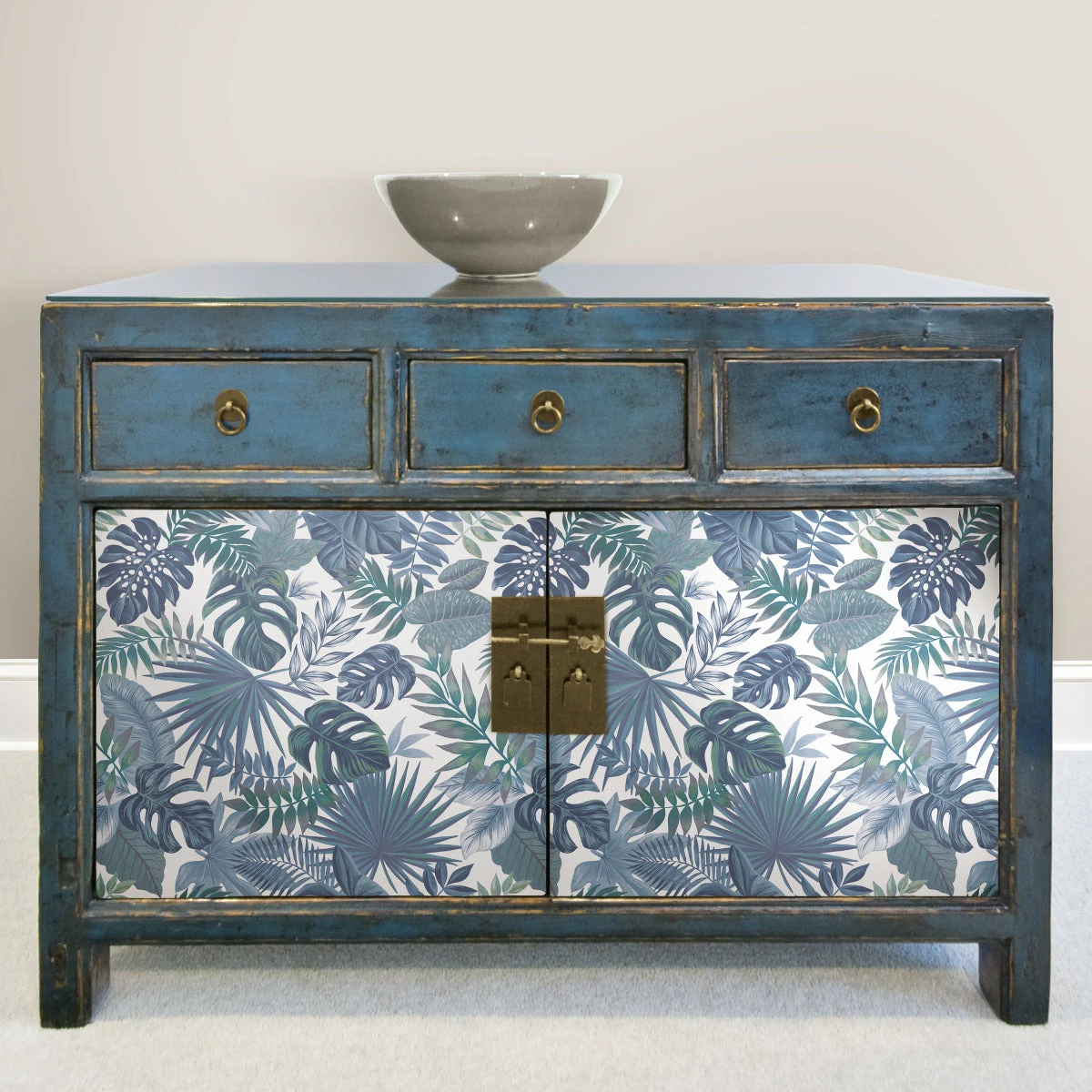 Roommates Palm Frond Toss Peel & Stick Wallpaper In Blue 3 Roommates Palm Frond Toss Peel & Stick Wallpaper In Blue - Image 3