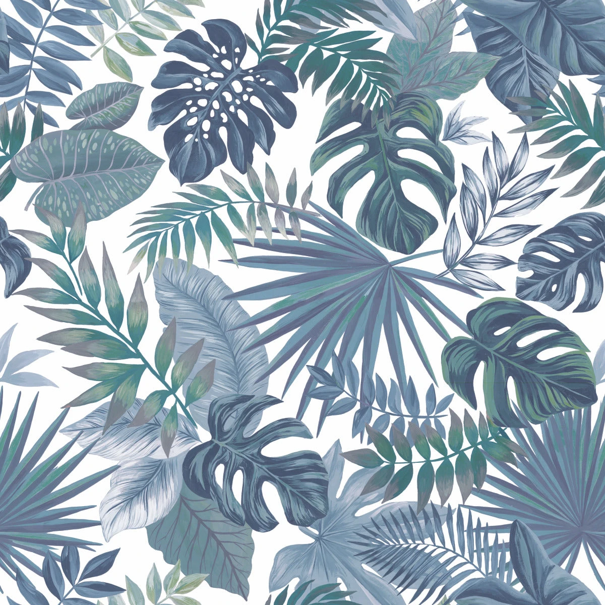 Roommates Palm Frond Toss Peel & Stick Wallpaper In Blue 1 Roommates Palm Frond Toss Peel & Stick Wallpaper In Blue