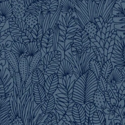 Roommates Tropical Leaves Sketch Peel & Stick Wallpaper In Blue