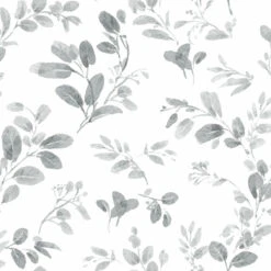Roommates Dancing Leaves Peel & Stick Wallpaper In Grey