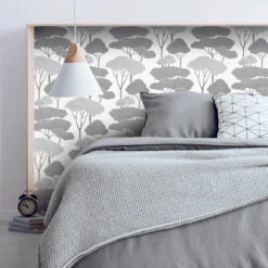 Roommates Umbrella Pines Grey Peel & Stick Wallpaper -Roommates RMK12062WP RS4