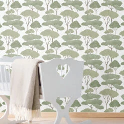 Roommates Umbrella Pines Green Peel & Stick Wallpaper -Roommates RMK12064WP RS3