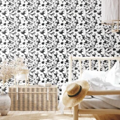 Roommates Daisy Chain Black Peel & Stick Wallpaper -Roommates RMK12091RL DaisyChain RS2