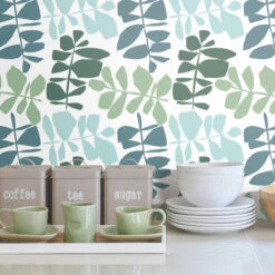 Roommates Leaf Sprigs Green Peel & Stick Wallpaper -Roommates RMK12092RL RS4