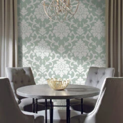 Roommates Damask Green Peel & Stick Wallpaper -Roommates RMK12116WP RS1