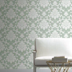 Roommates Damask Green Peel & Stick Wallpaper -Roommates RMK12116WP RS2