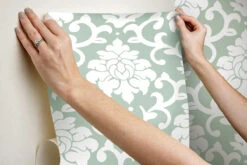 Roommates Damask Green Peel & Stick Wallpaper -Roommates RMK12116WP hangingwallpaper