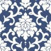 Roommates Damask Indigo Peel & Stick Wallpaper