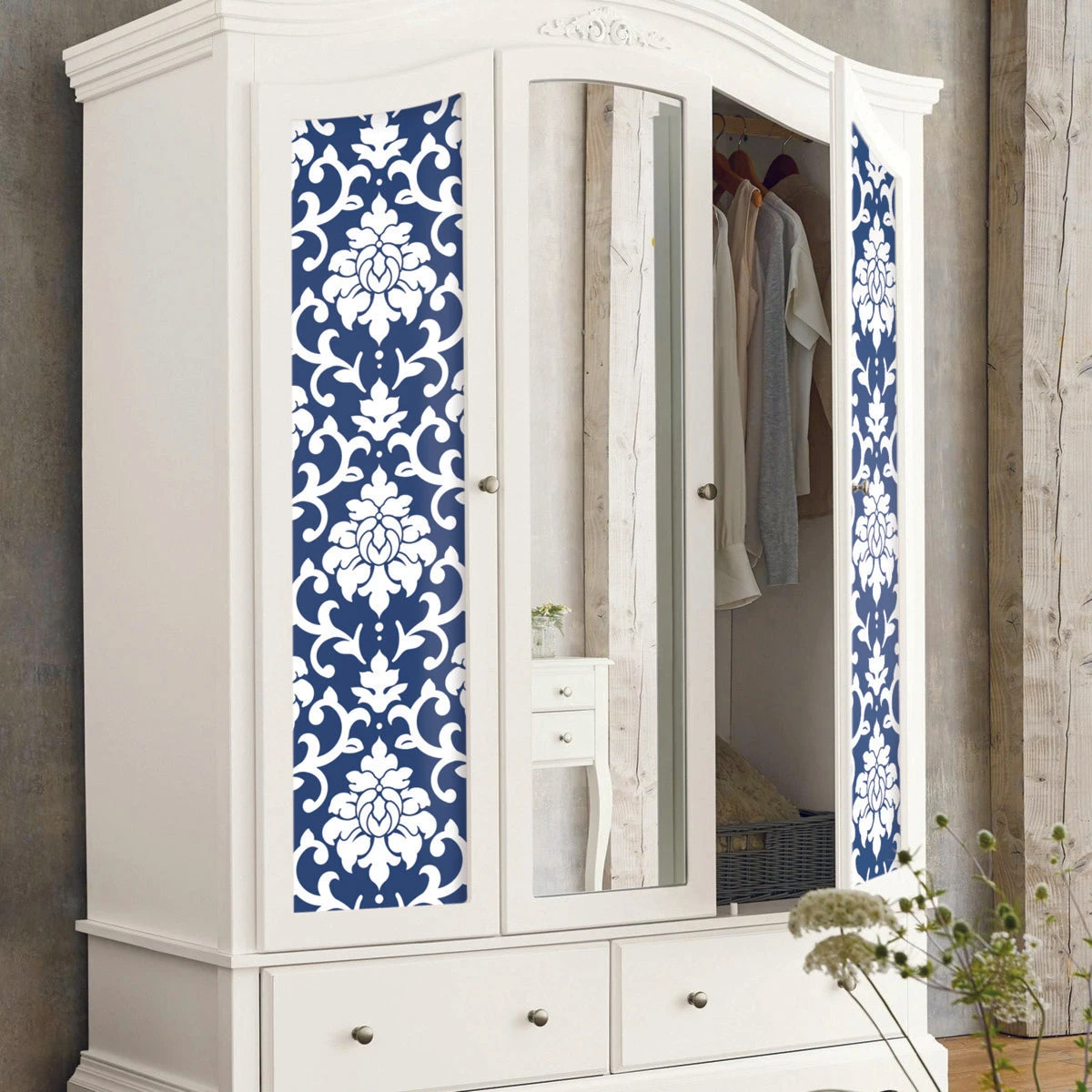 Roommates Damask Indigo Peel & Stick Wallpaper 2 Roommates Damask Indigo Peel & Stick Wallpaper - Image 2