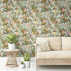 Roommates Tropical Zoo Peel & Stick Wallpaper In Green/Blue -Roommates RMK12202WP TropicalZoo RS1