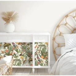 Roommates Tropical Zoo Peel & Stick Wallpaper In Green -Roommates RMK12239WP DIY