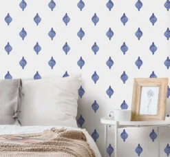 Roommates Watercolor Foulard Peel & Stick Wallpaper In Blue -Roommates RMK12247PLW RS1