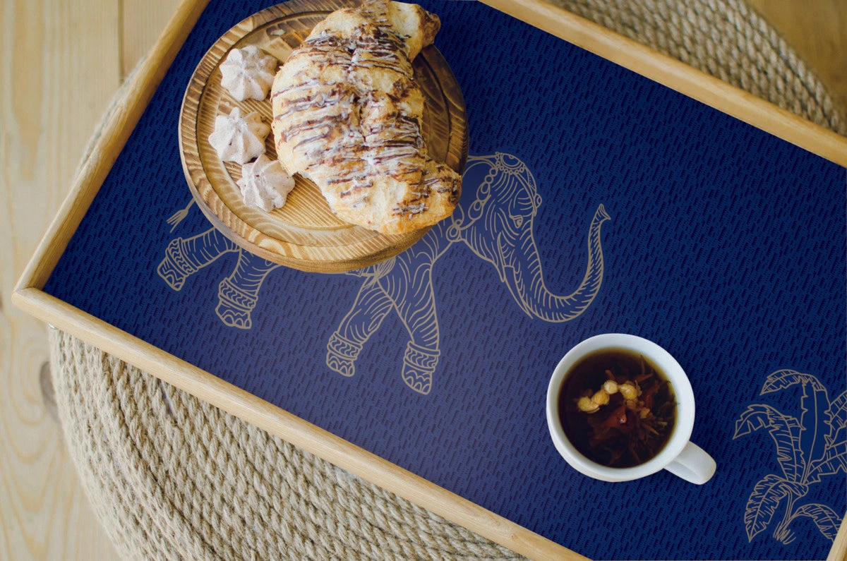 Roommates Elephant Walk Peel & Stick Wallpaper In Blue/Gold 5 Roommates Elephant Walk Peel & Stick Wallpaper In Blue/Gold - Image 5