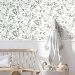 Roommates Dancing Leaves Green Peel & Stick Wallpaper -Roommates RMK12274PL RS3
