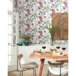 Roommates Vintage Poppy Peel & Stick Wallpaper In Pink -Roommates RMK12283PL RS2