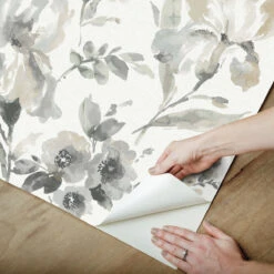 Roommates Iris Grey Peel & Stick Wallpaper -Roommates RMK12298PL peel