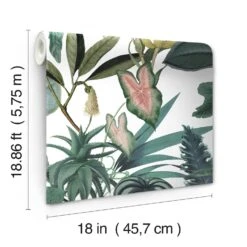 Roommates Mr. Kate Tropical Peel & Stick Wallpaper In Green -Roommates RMK12314RL roll